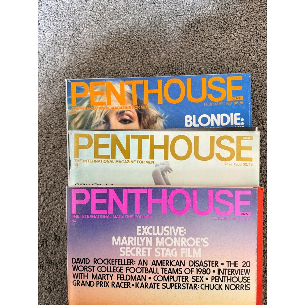 Vintage Penthouse Magazine Lot 1980 February May October Blondie Marilyn Monroe